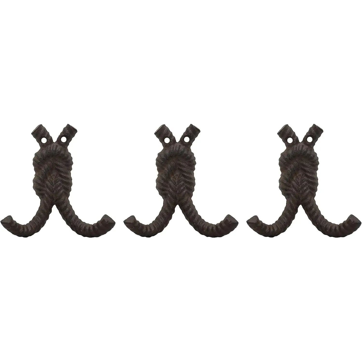 PARISLOFT Vintage Cast Iron Wall Mount Hanger Hooks -Multiuse Entryway Garden Decoration, Set of 3,Antique Brown