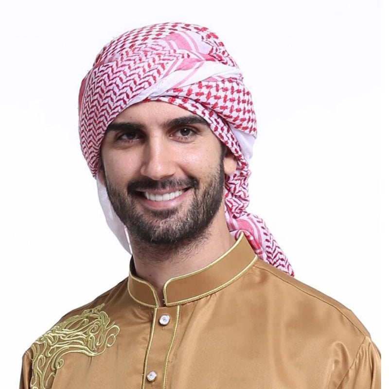 Muslim Shemagh Scarf Traditional Islamic Accessories Headscarf Islamic Neck Wrap Headscarf Windproof Arab Keffiyeh Shemagh Scarf