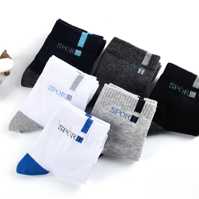 10pcs=5 Pairs Comfort Cotton Men's Socks High Quality Sport Breathable Summer Autumn Socks Long Sock For Mens Calcetines Sokken