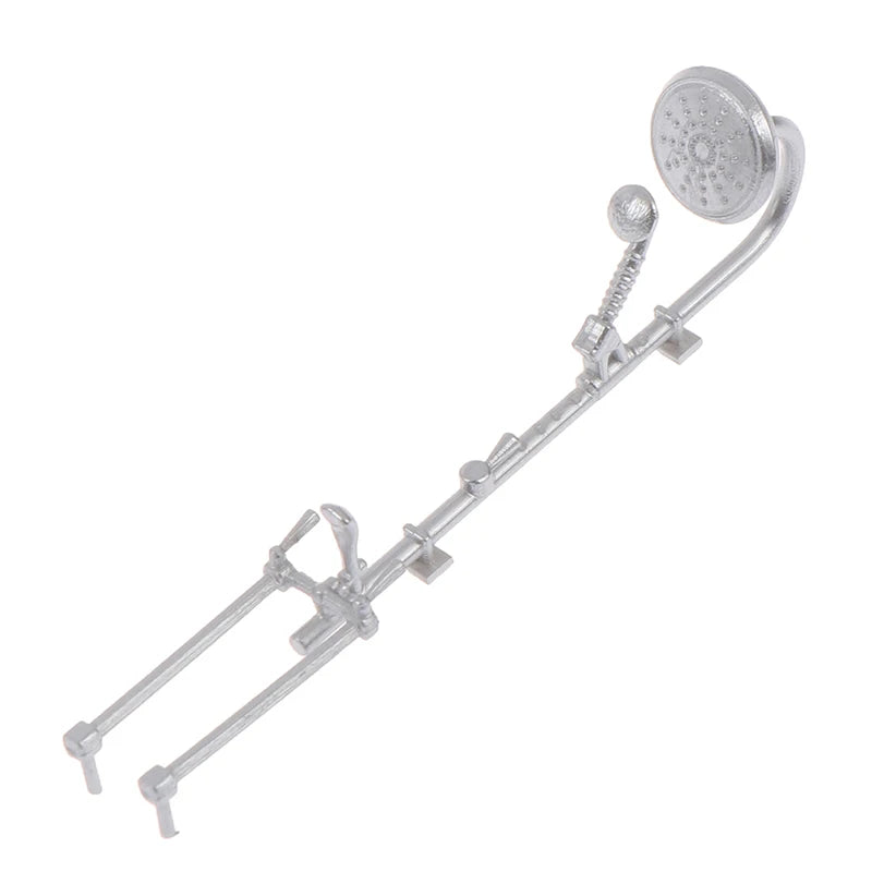 Mini Simulation Dollhouse Bathroom Set Towel Rack Bed Shower Faucet Bathtub Doll House Furniture Toys for Baby Accessories