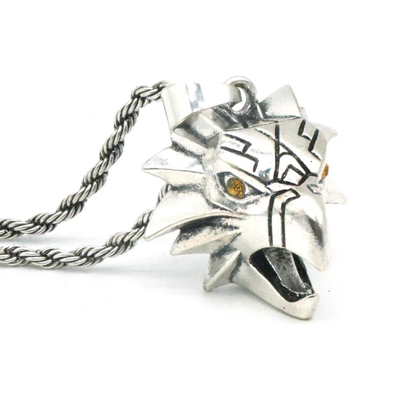 Wizard School Caucasus Bear Medallion Pendant Necklace 31*34mm Blue Rhinestone Wild Cosplay Game Animal Chain Necklace With Bag