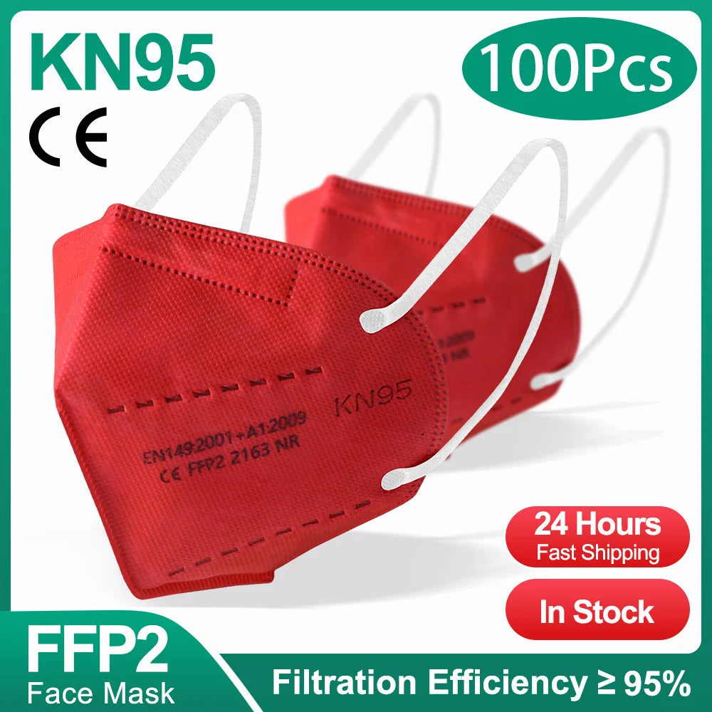10-200pcs ffp2mask Black kn95 mascarillas negra Adults 5 Layers fpp2 approved kn95 CE Respirator Face Mask ffp2reutilizable ffp3