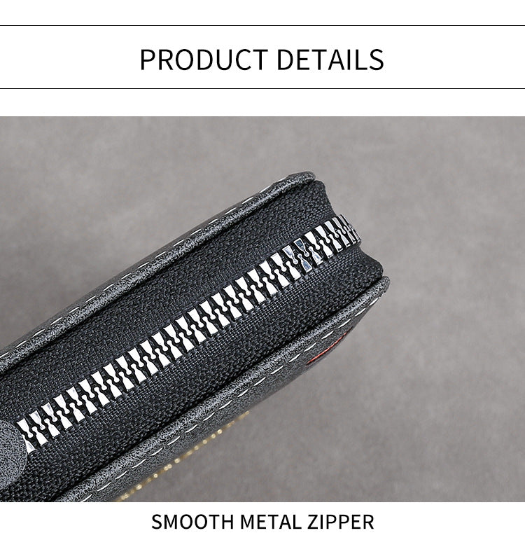 Men's Vintage Short Wallet - Trifold Zipper Coin Purse, Casual Buckle Waist Chain Money Bag, Zero Wallet for Students & Dad Gift