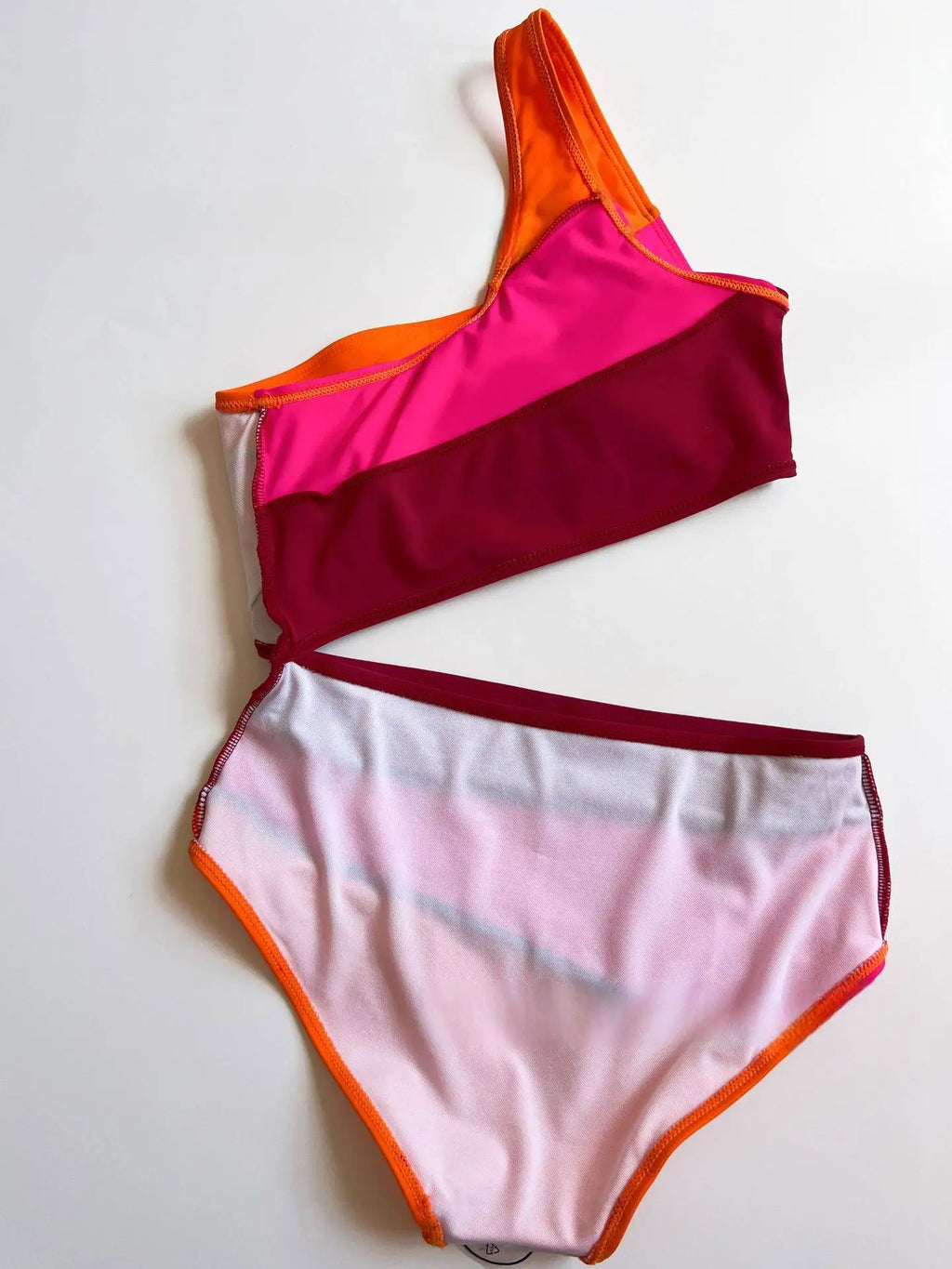 Cikini One-Piece Swimsuit With Colorblock Hollow-Out One Shoulder Neckline Summer Beach Swimwear Bathing Suit For Women