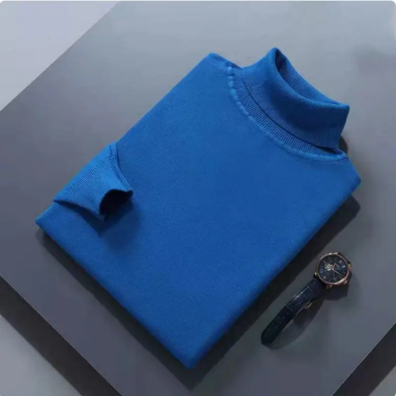 Cashmere Cotton Blend Turtleneck Men Sweater 2024 Autumn Winter Daily Basic Warm Knitted Pullover Man Casual Jumper Pull Homme