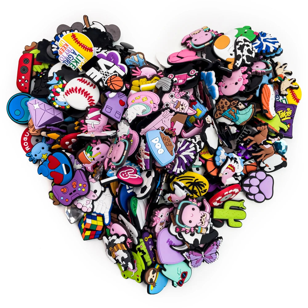 20/30/50/100pcs Random Shoe Charms Cute Cartoon Animal Pink Shoe Accessories Clips Decorations Pin Duck Frog Jeans Set Pendant