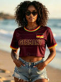 Germany flag Cheerleader MEN Women's Football Jersey, 3D Pattern Flag Crop Top, Summer Casual Streetwear Tee For soccer Fans