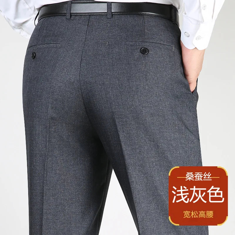 High Waist  Black Suit Pants man Formal Clothes For Men Clothing Thin Flat Khaki Dress Mens Trousers 2024 Summer 40 42