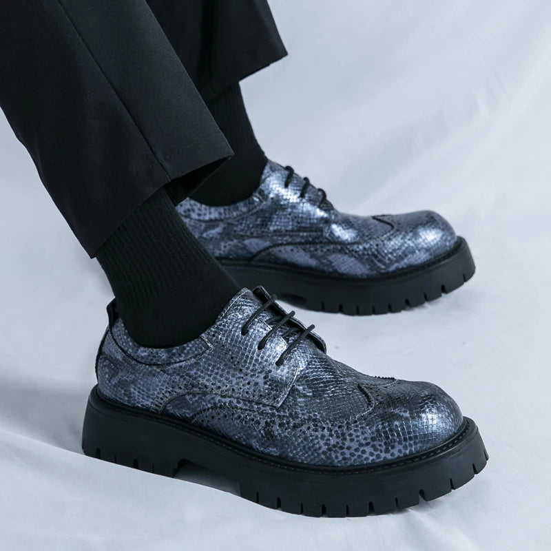 Brogues Men's Luxury Designer Style Thick Sole Shoes Elegant and Sophisticated Gentleman's Shoe Popular Wedding Party Shoes