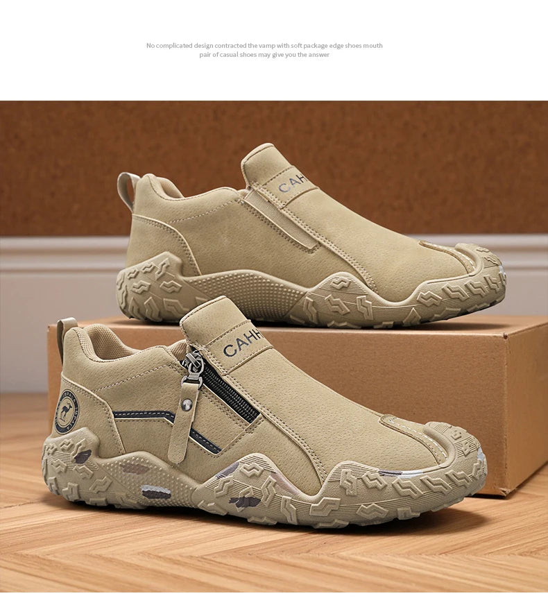 Man Sneakers Designer Short Boots Fashion Leather Men Casual Shoes Comfortable Outdoor Lightweight Flats Anti Slip Walking Shoes