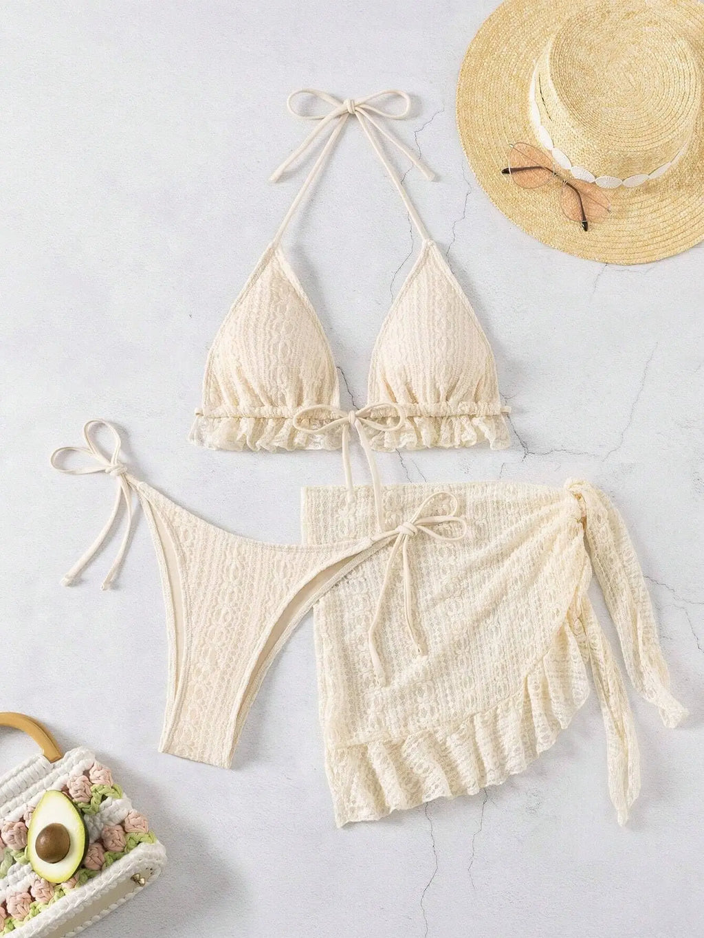 2025 New Sexy Three-piece Women's Swimsuit Tight Push-up Swimwear Summer Solid Bikini Set Brazilian Beachwear Party Bathing Suit