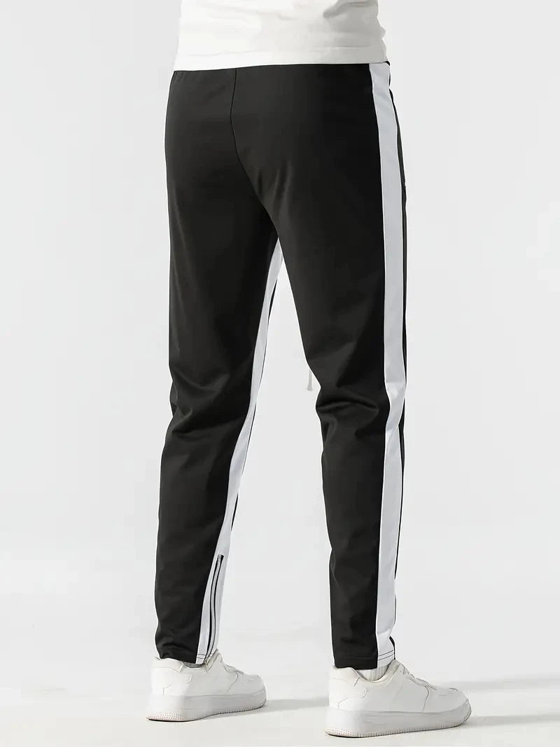 Men Sweatshirts Jogging Pants Men Casual Pants Men Stylish Color Block Zip Pockets Drawstring Sports Skinny Pants Trousers Pants