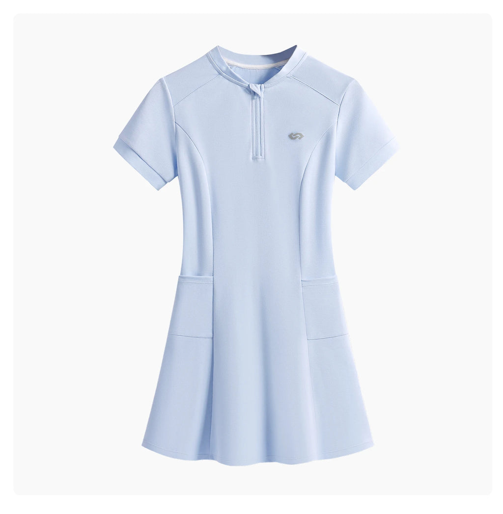 DRUR Elegant Tennis Dress Women Summer Lightweight Quick Dry Sports Dress Back Hollow Out Golf Wear Yoga Clothing Sportswear New