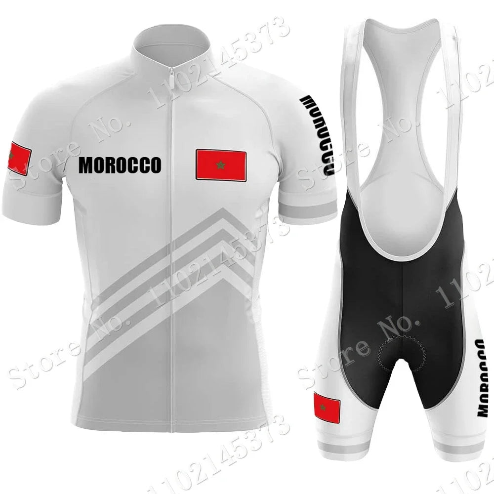 Morocco National Team 2024 Cycling Jersey Set Summer Cycling Clothing Road Bike Shirts Suit Bicycle bib Shorts MTB Maillot