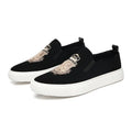 Brand New Men Casual Shoes Black Suede Leather Man Party Luxury Embroidery Flat Shoes Tide Slip-On Loafers