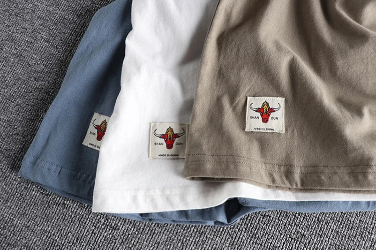 Summer new wash matte comfortable short sleeve t-shirt men's rhinoceros Vintage Print versatile youth fashion casual half sleeve