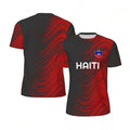 Haiti Flag Football T-shirt for Men 3D Printed T-shirt, Boys' Fashion, Round Neck, Short Sleeve, Breathable Sport T-shirt, Loos