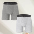 FINETOO 2pcs Cotton Long Boxers For Man Big Size Sports Fitness Pants Men Workout Tights Running Bottoming Shorts Panties S-XXL