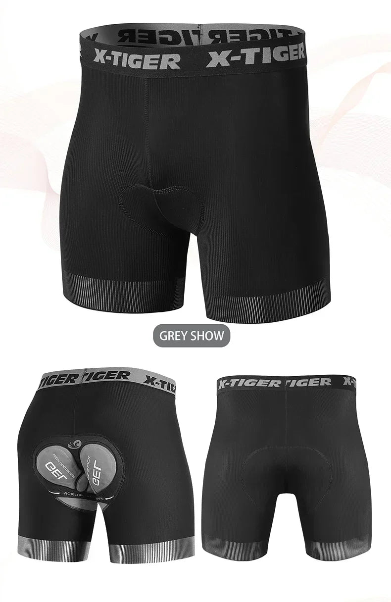 X-TIGER High Performance Breathable Cycling Underwear Men 5D Silicone Pad 3D Cutting Moisture Wicking Road Cycling Shorts