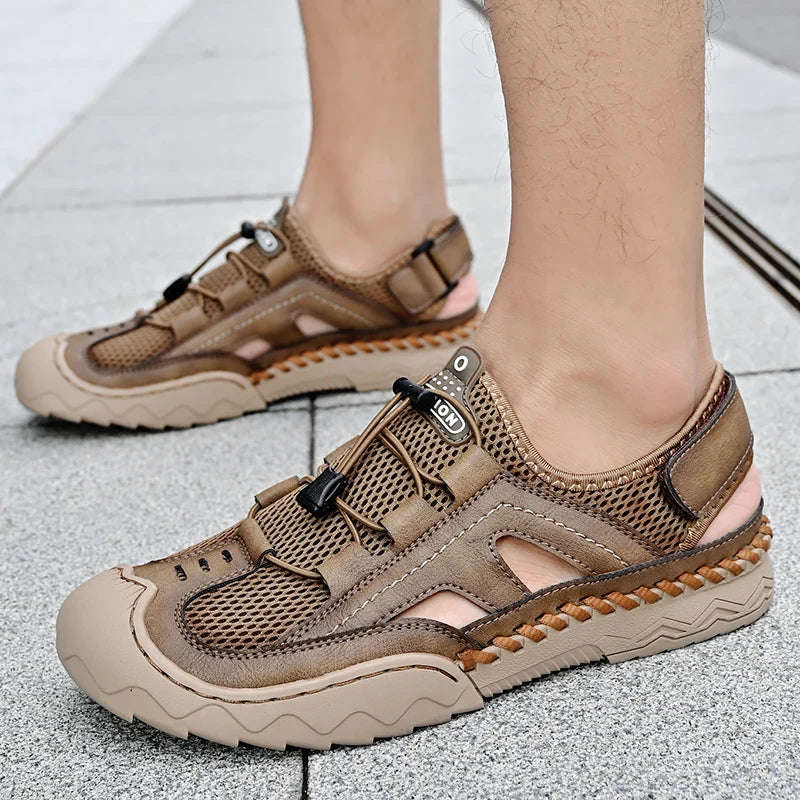 New Mens Sandals Summer Breathable Mesh Sandals Men Outdoor Casual Lightweight Beach Sandals Fashion Men Shoes Large Size 38-46