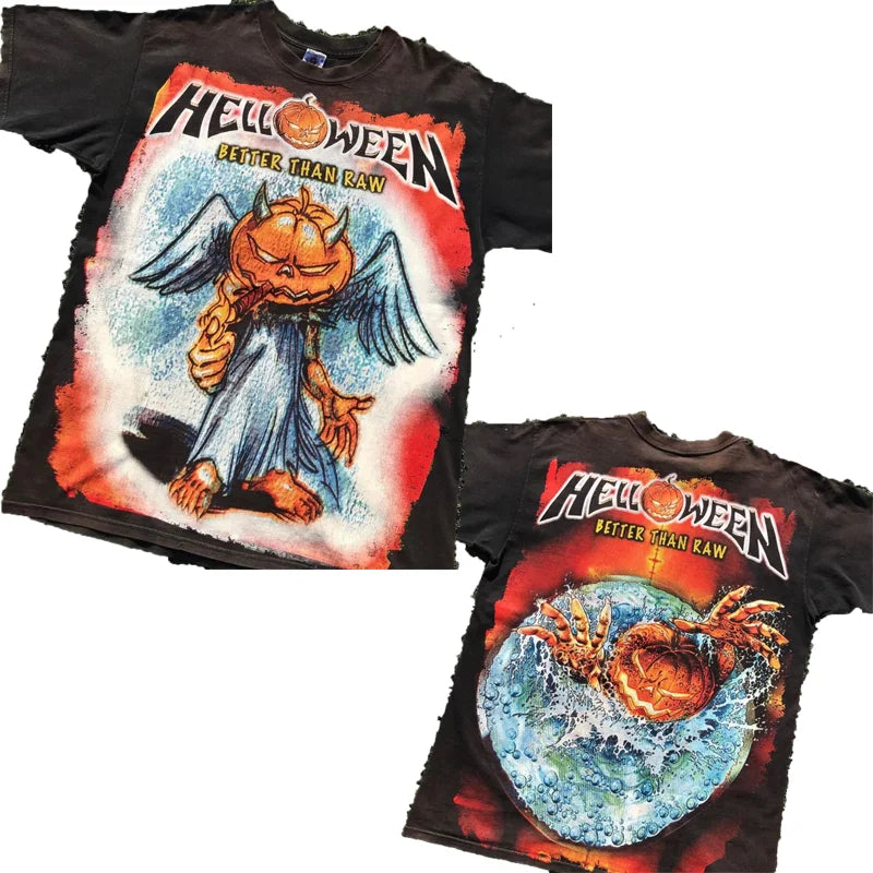 Rock Helloween 3D Print T-Shirts Streetwear Men Fashion Harajuku Casual Oversized O-Neck Short Sleeved T Shirt Tee Tops Clothing