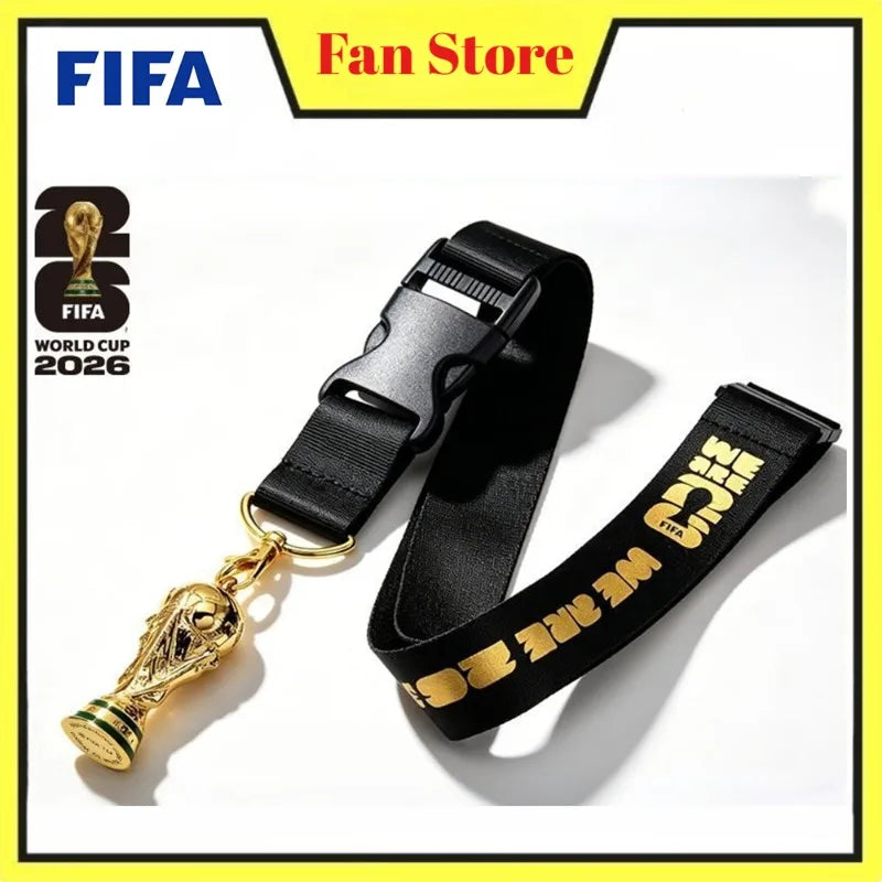 Official Licensed FIFA 2026 World Cup USA Canada Mexico Black Trophy Lanyard Football Fans Neck Strap Pendant Accessories