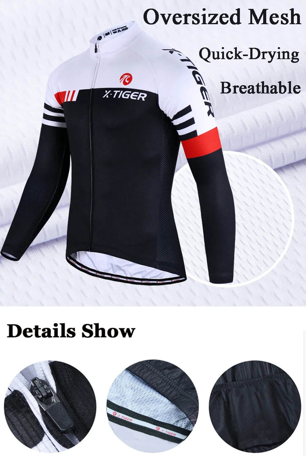 X-TIGER Cycling Jersey Men Long Sleeve MTB Bicycle Cycling Clothing Mountain Bike Sportswear Breathable MTB Shirts Basic Series