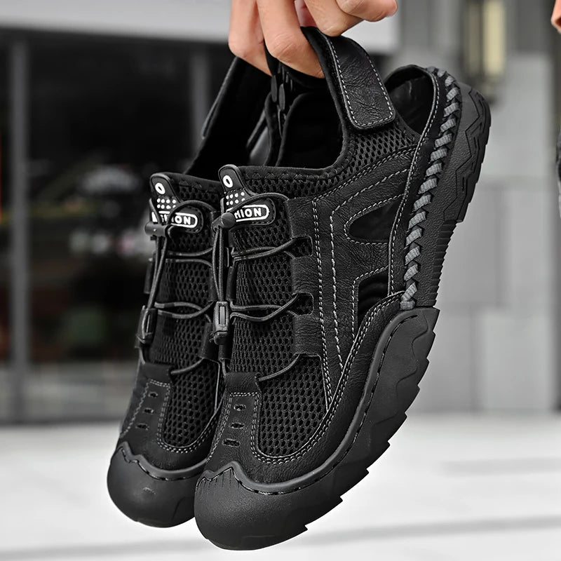 New Mens Sandals Summer Breathable Mesh Sandals Men Outdoor Casual Lightweight Beach Sandals Fashion Men Shoes Large Size 38-46
