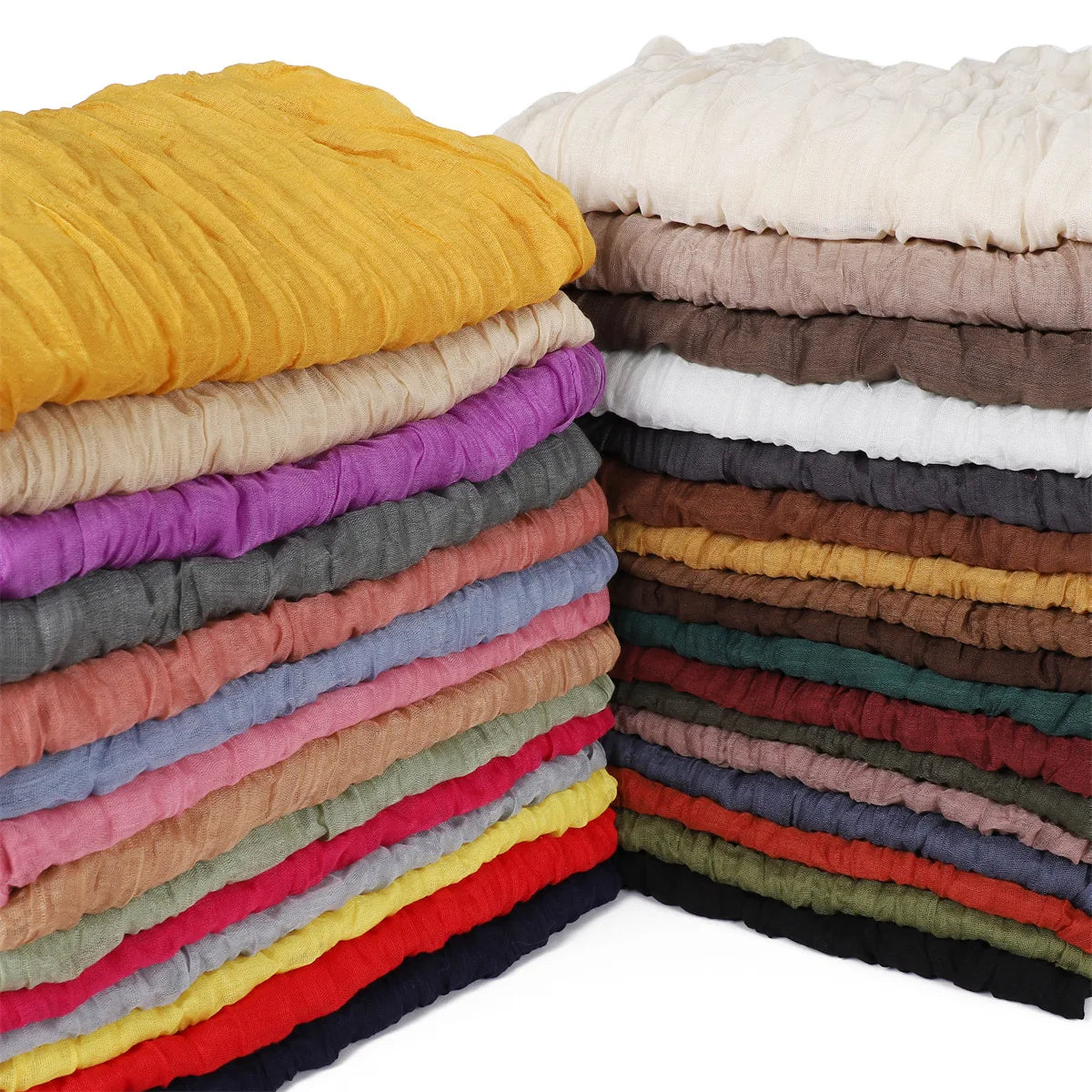 Crumpled Scarf For Women Girls Students Spring New Solid Color Cotton Voile Thin Scarves Soft Knitting Shawl Female Wrap Shawls