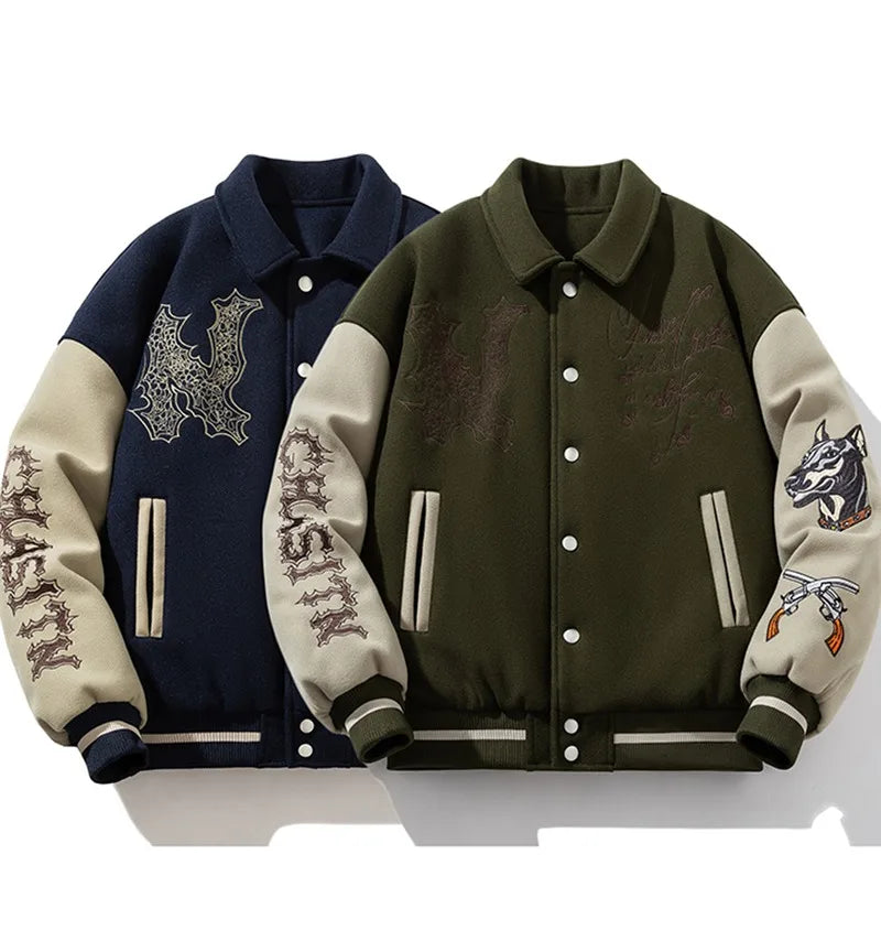 Man Baseball Jacket Winter Letter Embroidery Varsity Jacket Women American Vintage Coat Warm Fashion Hip Hop Original Original