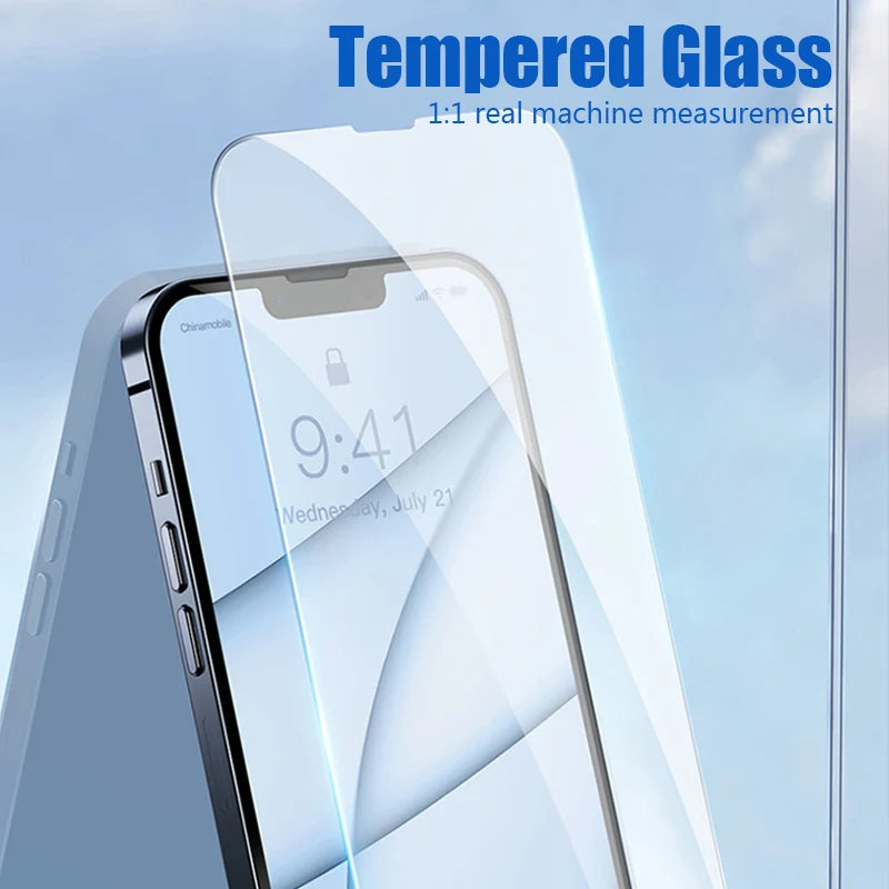 4PCS Tempered Glass For iPhone 16 17 15 14 13 12 11 Pro Max SE 2020 2022 X XR XS Screen Protector for iPhone Air 13 Mini 14 Plus