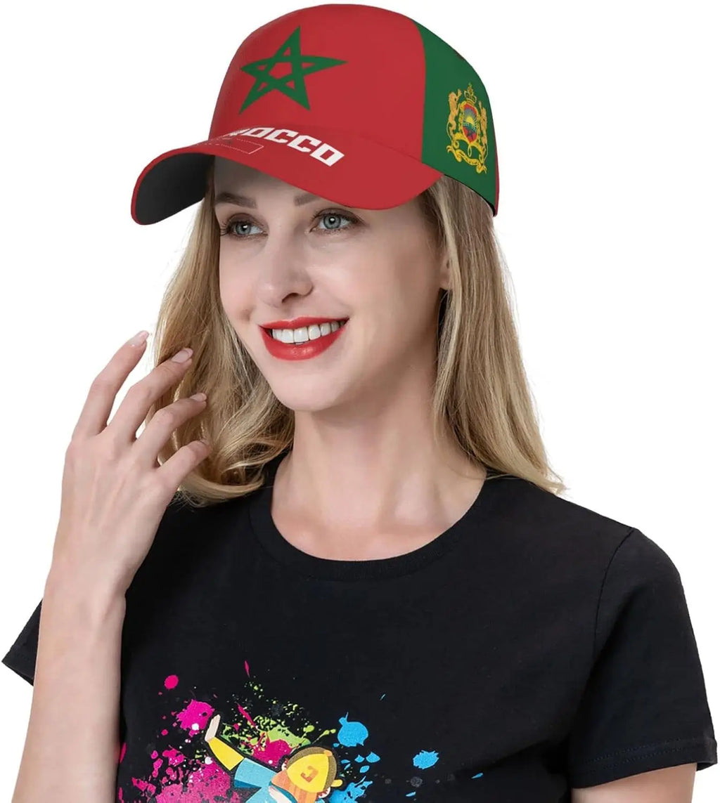 Morocco Flag Cool Moroccan Baseball Cap 3D Full Print Adult Unisex Adjustable Hat Soccer Patriotic Caps