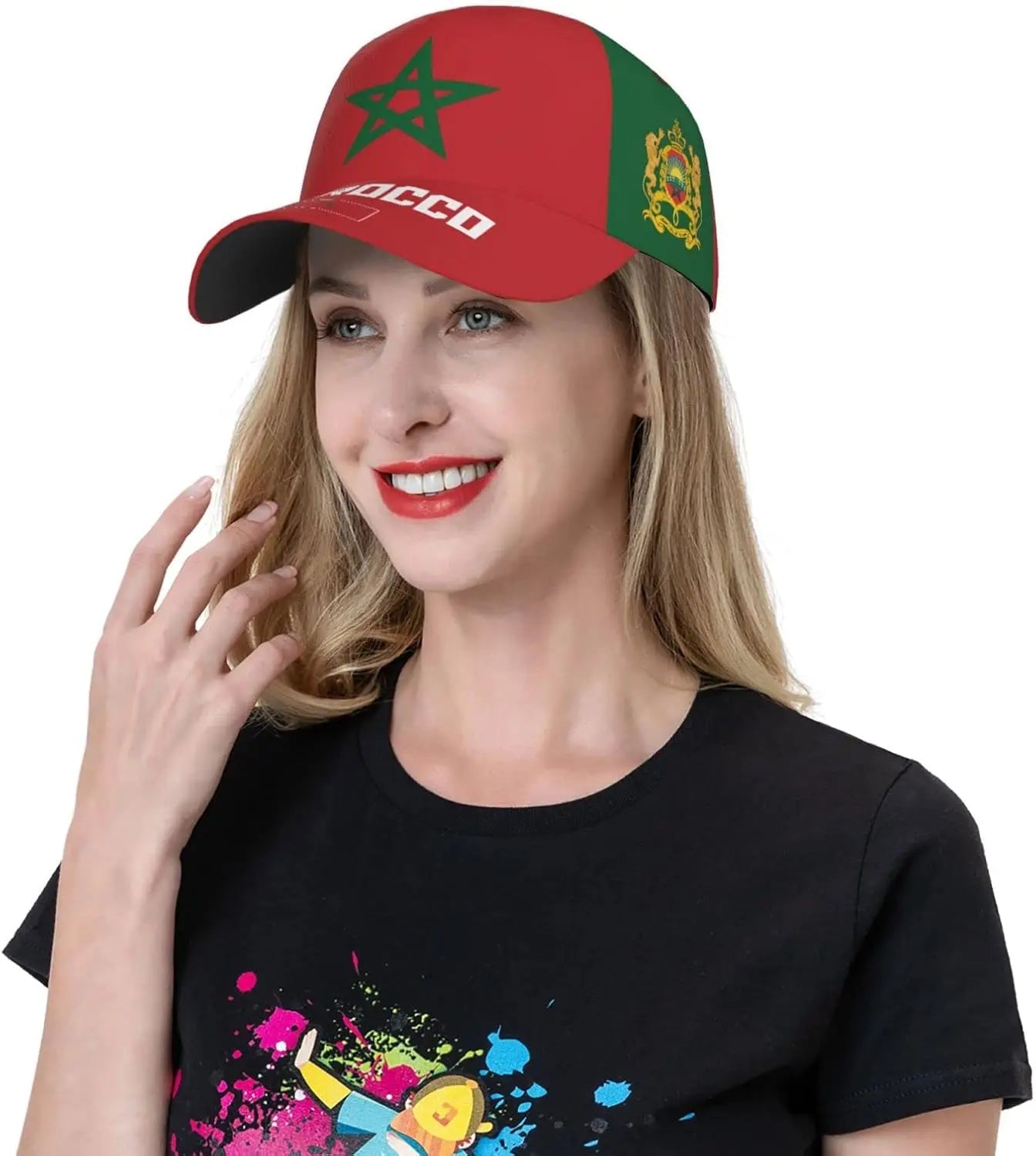 Morocco Flag Cool Moroccan Baseball Cap 3D Full Print Adult Unisex Adjustable Hat Soccer Patriotic Caps
