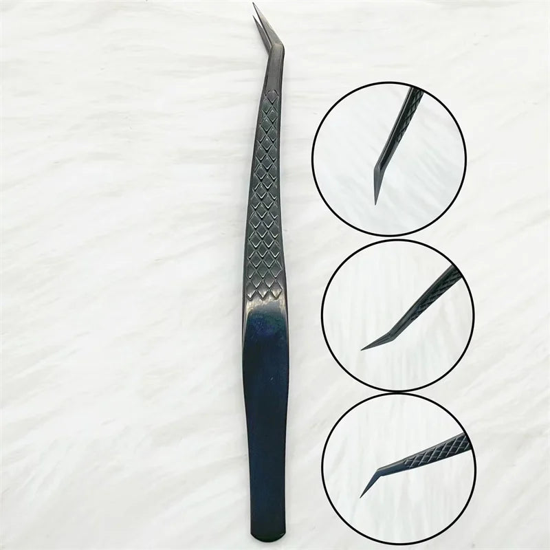 Customized Private LOGO False Lash Tweezers For Eyelash Extensions Boot Isolation Clip Tongs Black Perfect Close Nail Art Tools