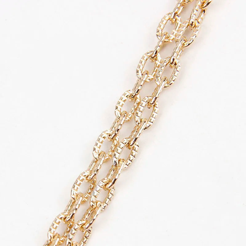 5 Meters Aluminum KC Gold Oval Shape Chains Bulk Fit Bracelets Findings Open Link Chain For DIY Fashion Jewelry Making Bag Parts
