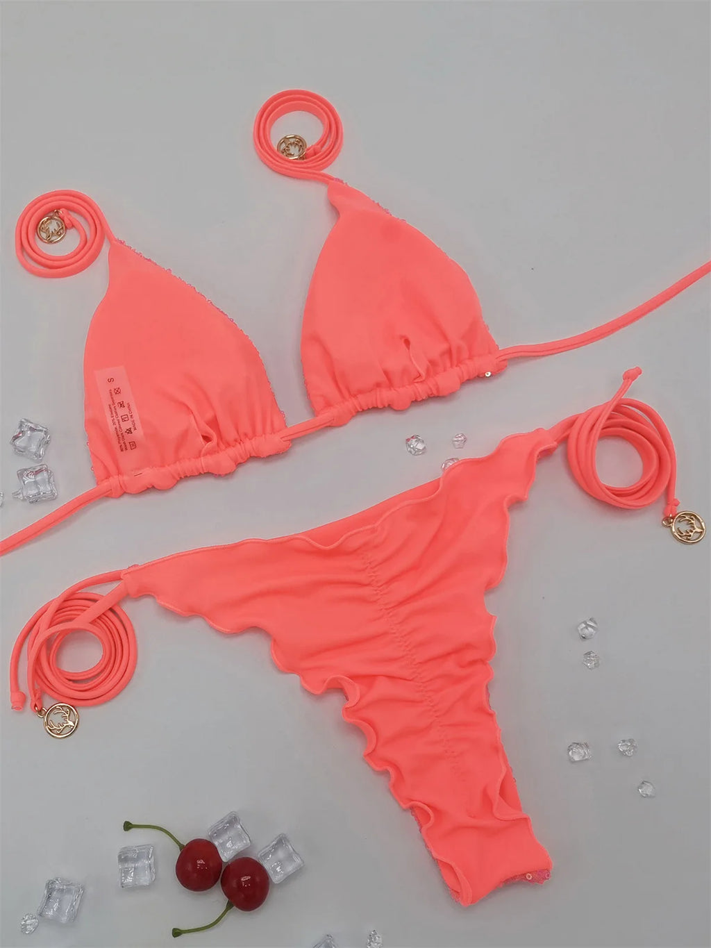 Circyy Sequins Bikini Set  Women Neck-mounted Lace Up Fashion Bathing Suit Two-piece Holiday Sexy Split Swimsuit Summer 2026 New