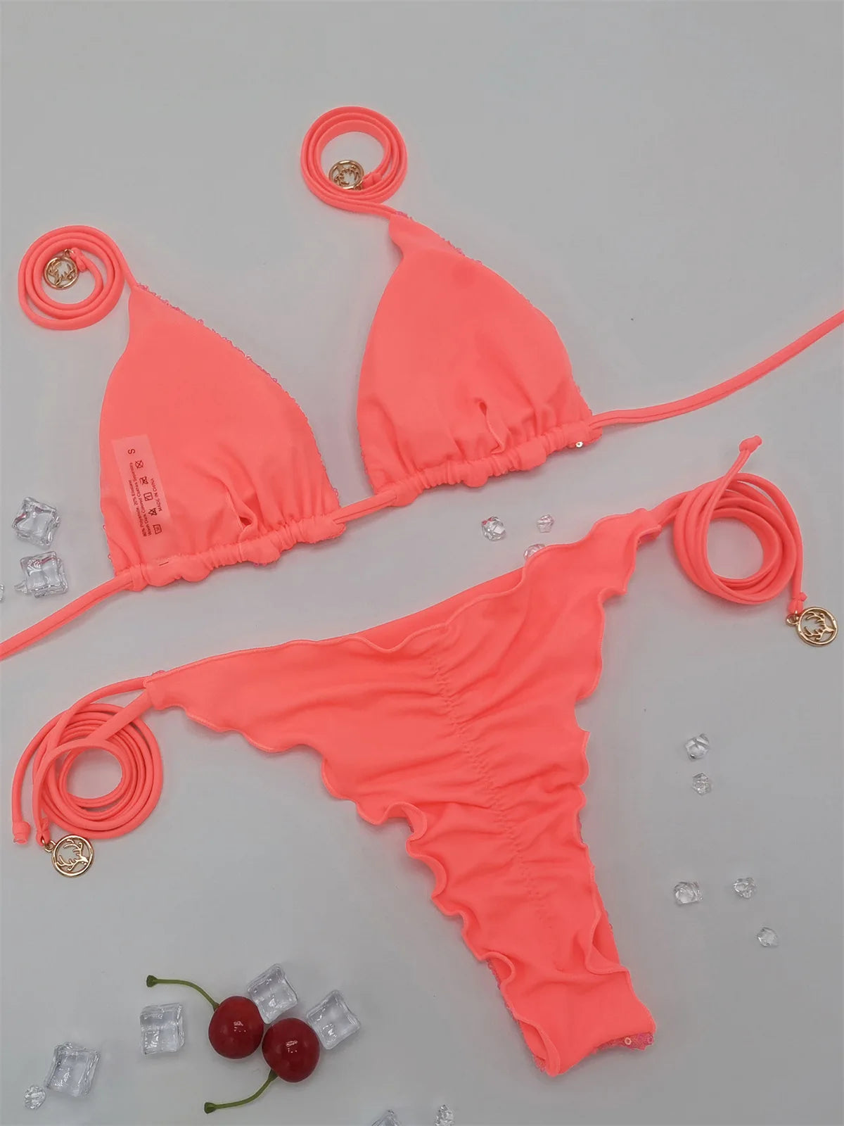 Circyy Sequins Bikini Set  Women Neck-mounted Lace Up Fashion Bathing Suit Two-piece Holiday Sexy Split Swimsuit Summer 2026 New