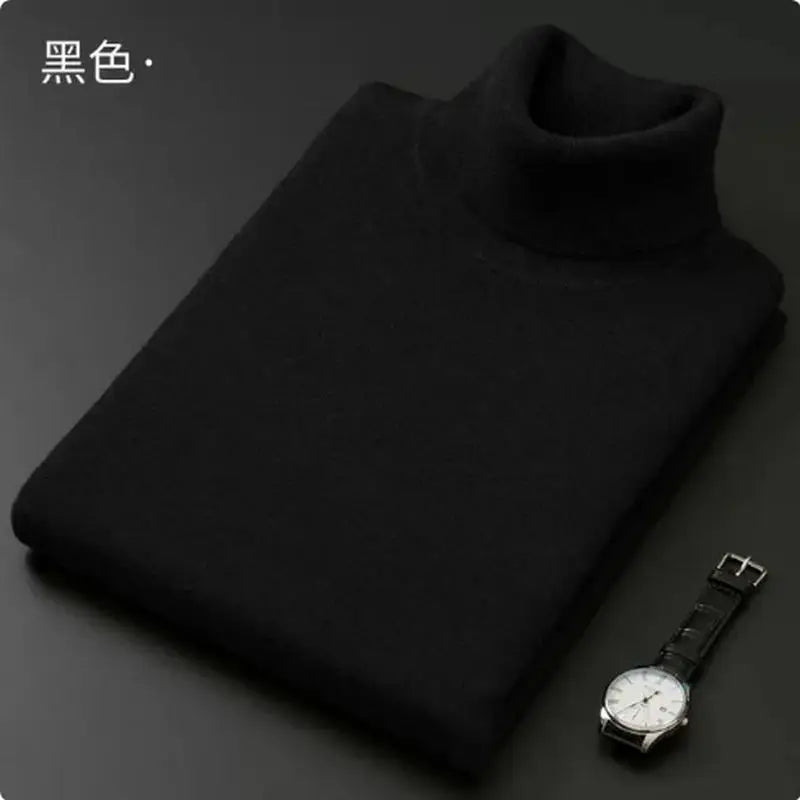 Cashmere Cotton Blend Turtleneck Men Sweater 2024 Autumn Winter Daily Basic Warm Knitted Pullover Man Casual Jumper Pull Homme