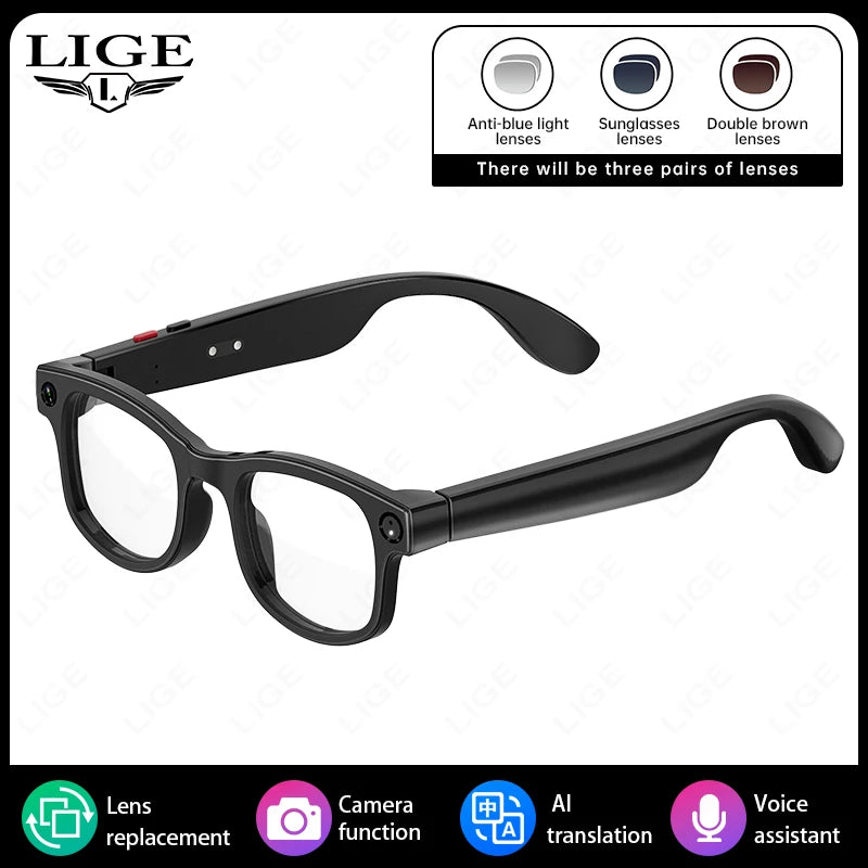 New AI Smart Glasses HD1080P Shooting 500W Camera Glasses ChatGPT Translation Voice Control Bluetooth Call Sports Sunglasses Man