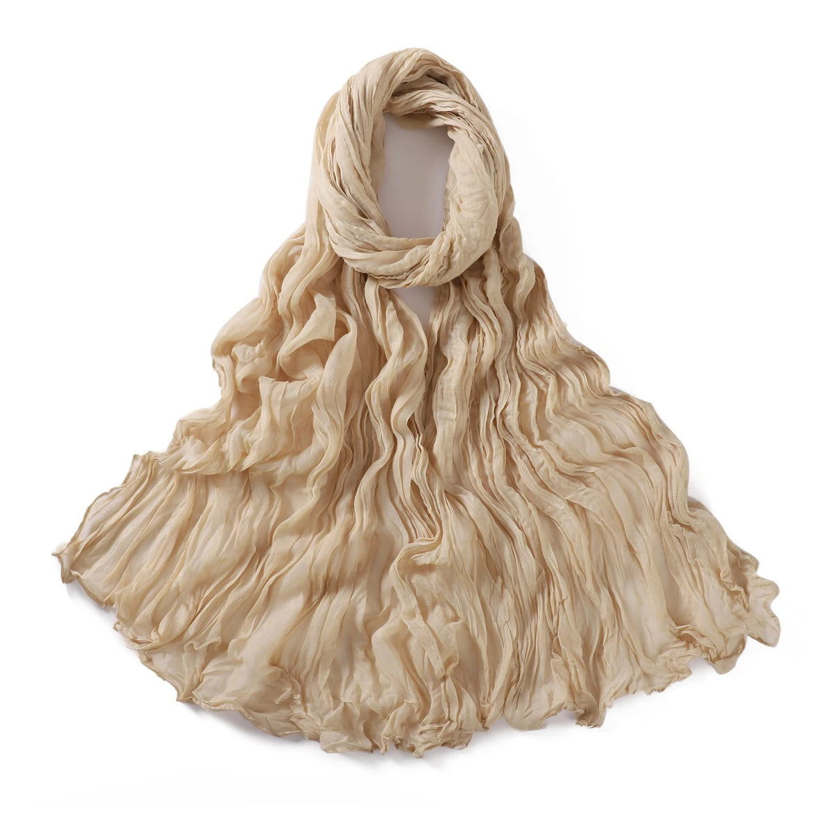 Crumpled Scarf For Women Girls Students Spring New Solid Color Cotton Voile Thin Scarves Soft Knitting Shawl Female Wrap Shawls
