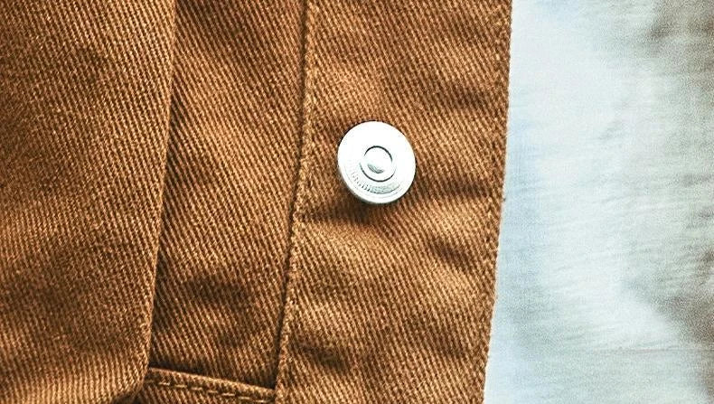 Cargo Oversize Cowboy Coat for Men Brown Cotton Denim Jackets Man Joker of Fabric Korea Japanese Retro Outwear Size L Lxury Worn