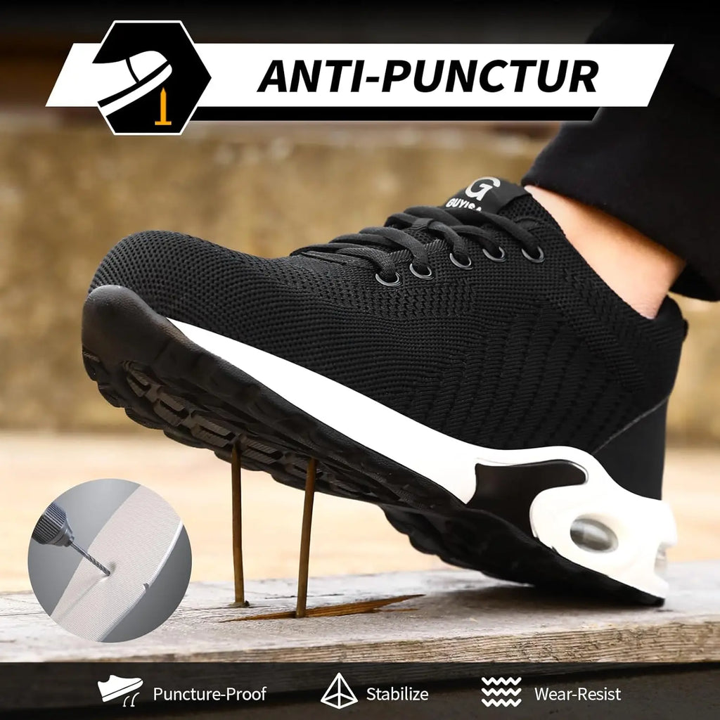 Steel Toe Shoes Women Lightweight Safety Shoes Air Cushion Comfortable Slip Resistant Indestructible Puncture Proof Work Shoes