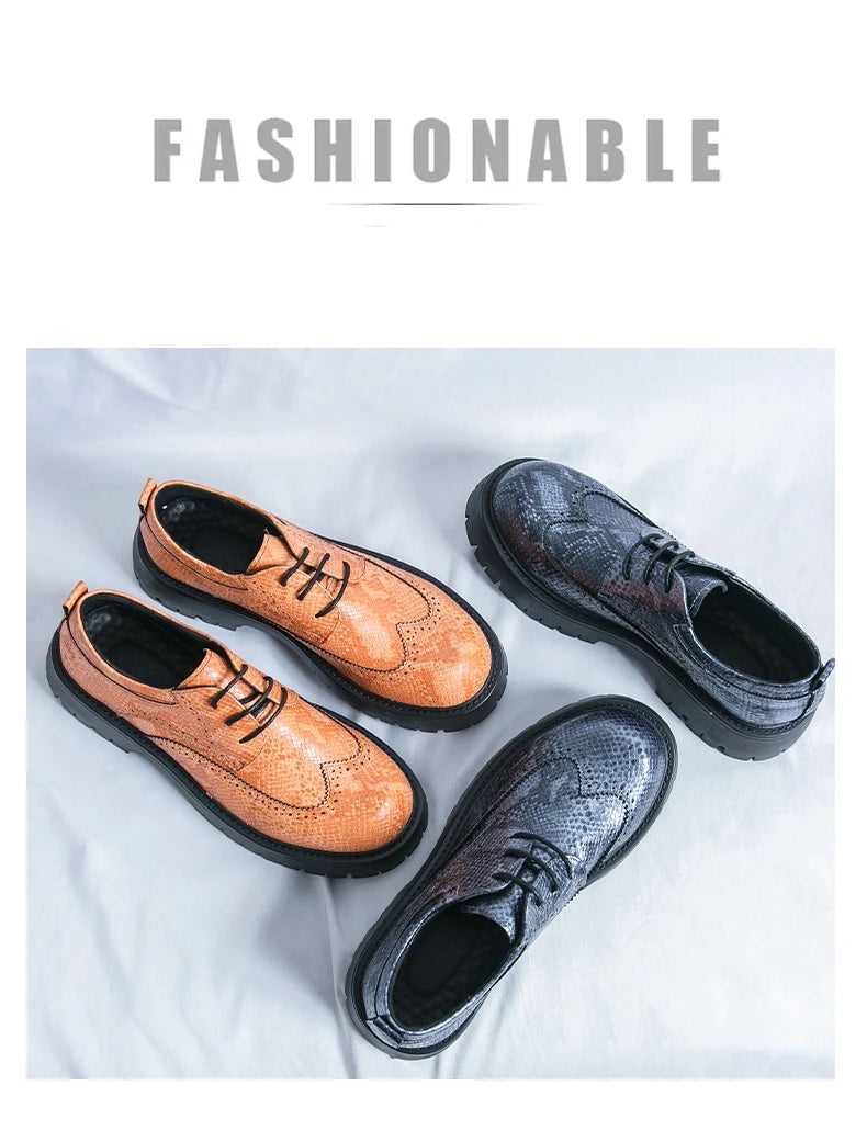 Brogues Men's Luxury Designer Style Thick Sole Shoes Elegant and Sophisticated Gentleman's Shoe Popular Wedding Party Shoes