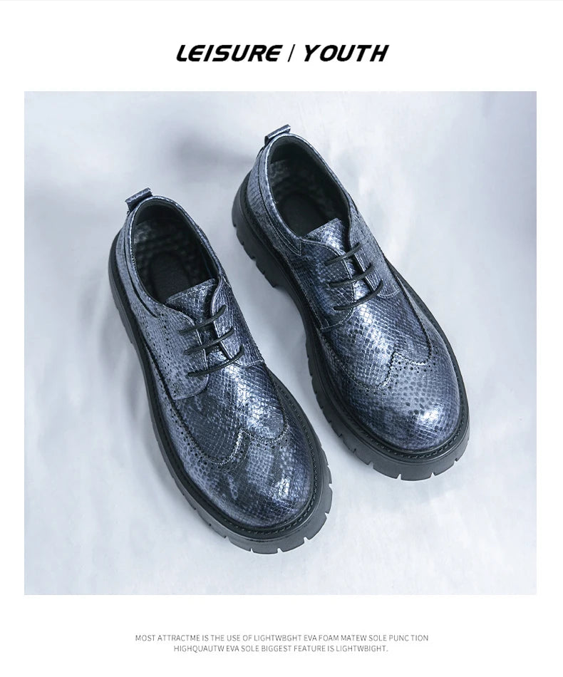 Brogues Men's Luxury Designer Style Thick Sole Shoes Elegant and Sophisticated Gentleman's Shoe Popular Wedding Party Shoes