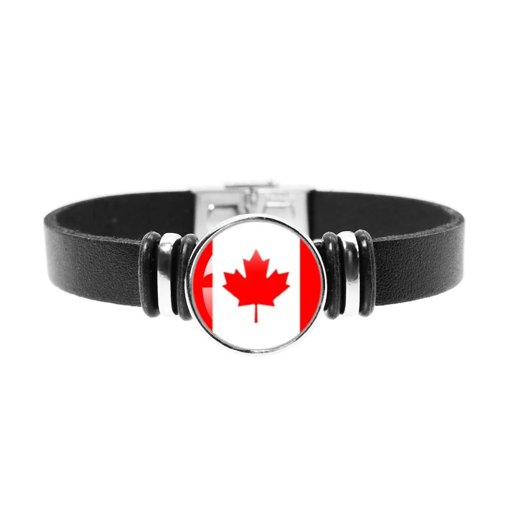 National Flag Bracelet Swiss Mexico Brazil Haiti Australia Germany Watch Strap Leather Bracelet Bangle Fashion Party Jewelry Gif