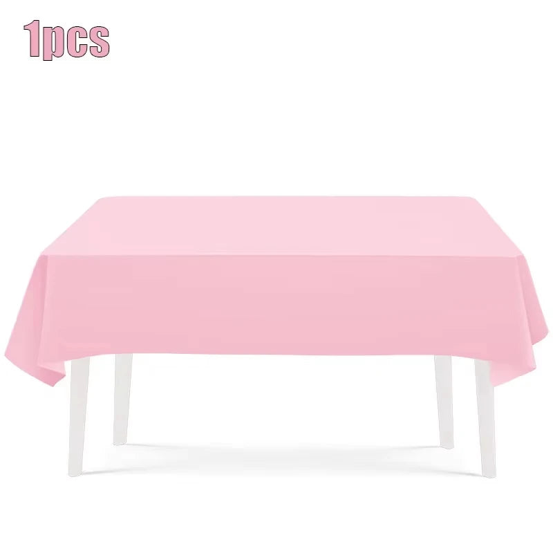 Pink Party Supplies Dinnerware Disposable Set Napkin Cup Plate Knife Fork SpoonTablecloth for Baby Shower Wedding Birthday Party