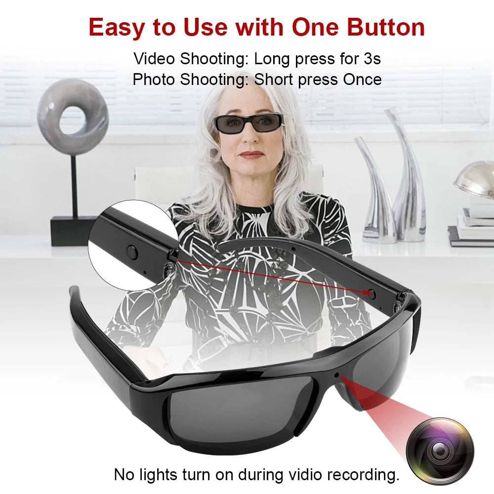 Portable 1080P HD Mini Glasses Camera Video Recorder Wearable Sunglasses Camera Outdoor Sports DV DVR Surveillance Camcorder