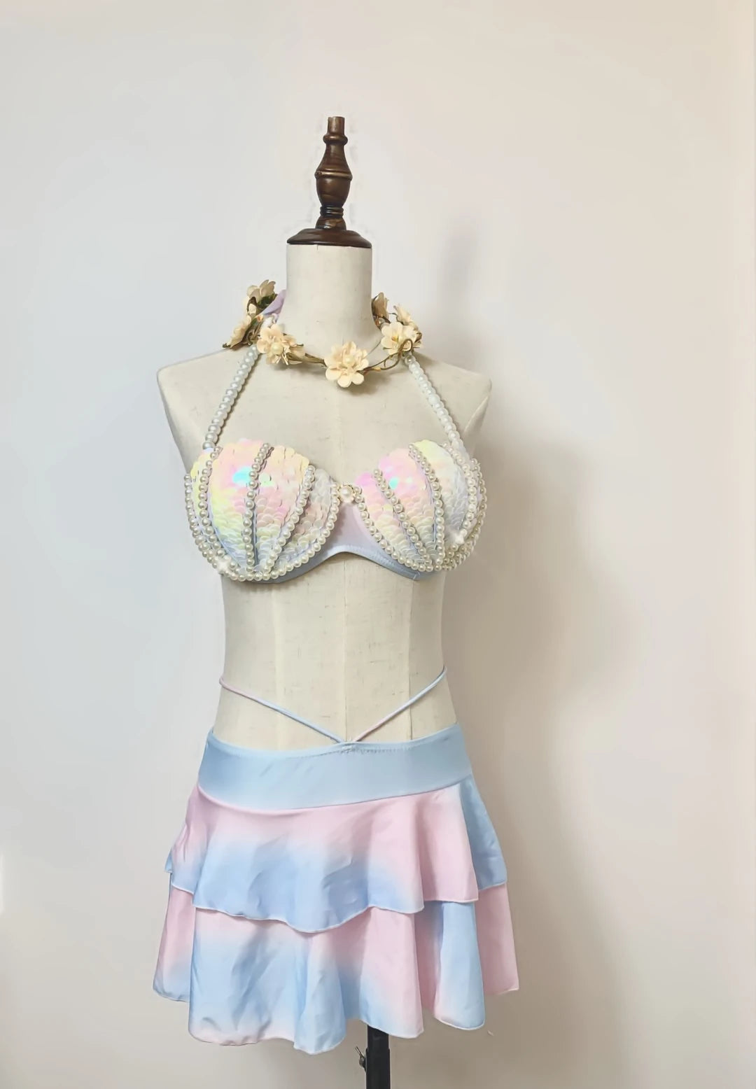 RM Mermaid Sequin Corset Bikini Swimsuit Free Diving Performance Oceanarium Electro Festival Bra Bar Cos Costumes