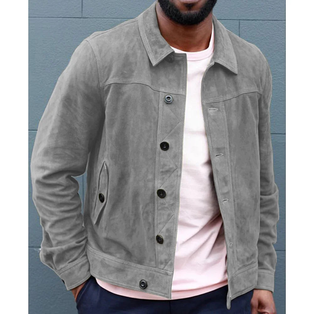 Men's Faux Suede Blazer Single Breasted Slim Fit Fashion Jacket Jackets Man Blouson Men's Coat Winter Clothes Clothing Mens Male