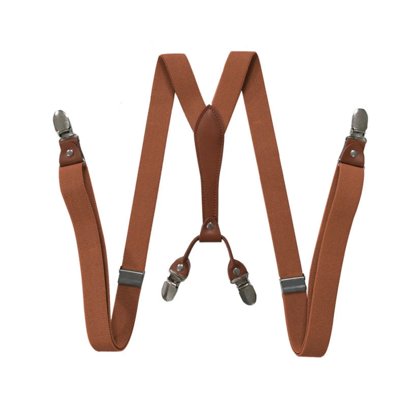 1pc Fashion Suspenders  Men Women 2.5cm Wide X-back 4 Clips Adjustable Elastic Trouser Braces Straps Gifts to Dad Husband 2025